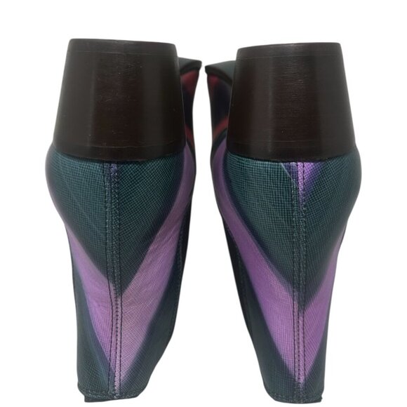 Rare John Fluevog Cairo 2.0 Striped Chelsea Ankle Boots Size 8 Boho Art to Wear - Picture 7 of 12